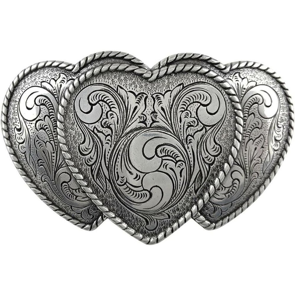 Rose Heart Flower Rhinestone Replacement Fits 1-1/2"(38mm)  Belt Buckle